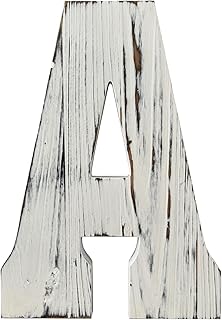 ABELOTS Rustic Wooden Letter A Wall Decor, Distressed White Finish, 14 x 9.84 inches (White A)