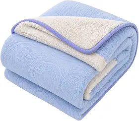 Cobertor Sherpa Casal Jacquard Dupla Face 2,20x1,80m Manta Grossa Macia Quentinha (Azul Bebê)