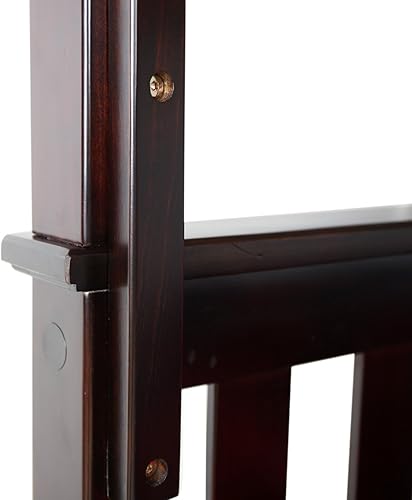 Miniatura 46 de Max & Lily - Litera de tamaño individual sobre matrimonial con escalera, base de cama de madera maciza para niños, barandillas de seguridad de 14