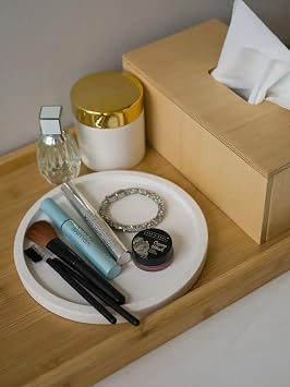 White Concrete Round Tray - Style and Modern Decorative Presentation Tray