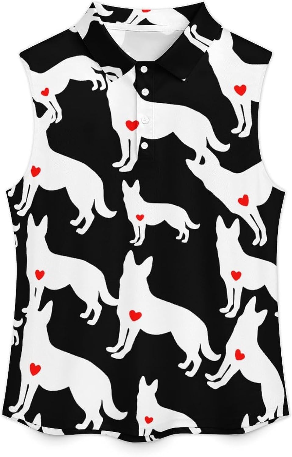 German Shepherd Dog Women's Golf Shirt Sleeveless Polo Shirts Tank Tops Blouses Tennis T-Shirts Casual
