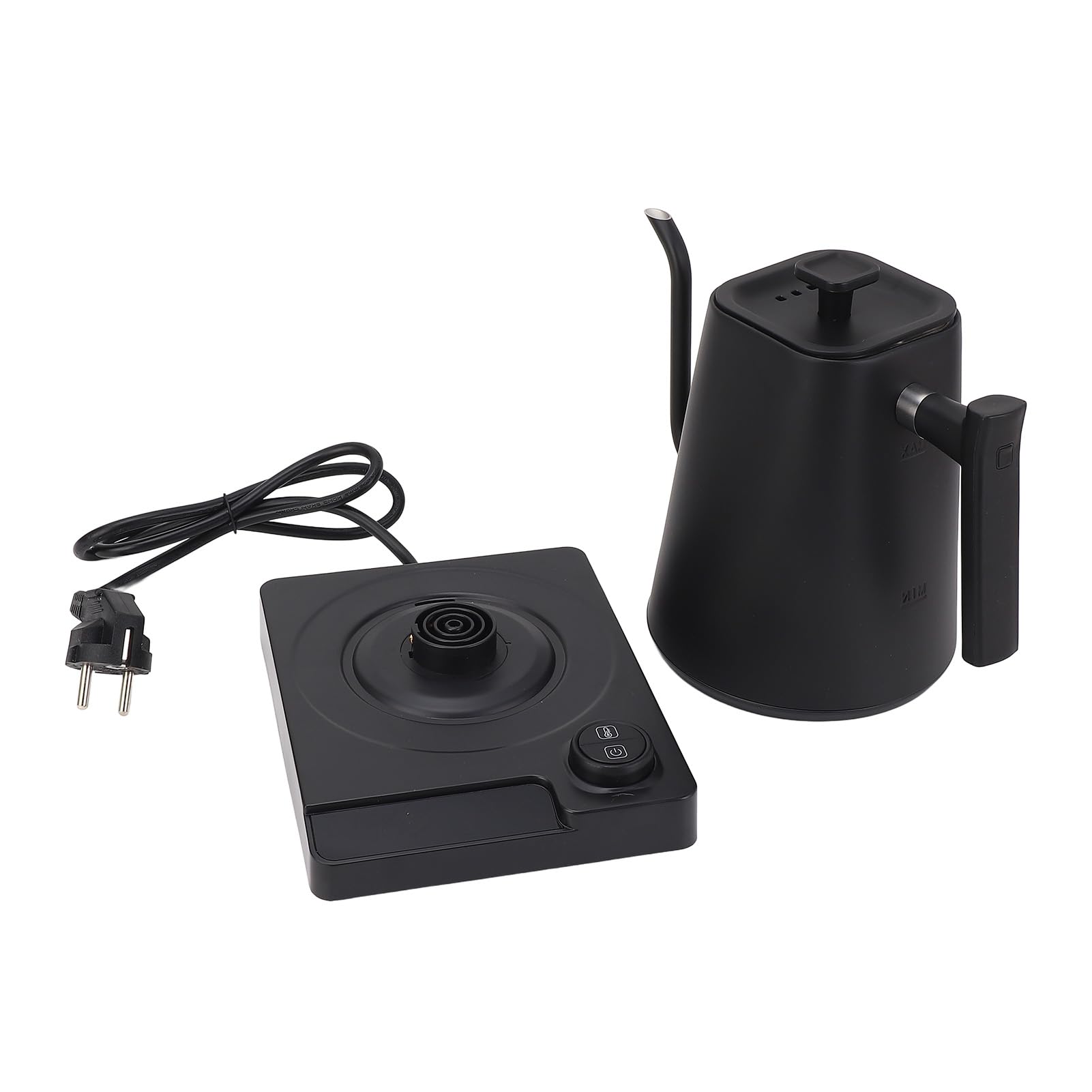 Yinhing Hervidor Eléctrico con Cuello de Cisne, Control de Temperatura, Pantalla LED de Acero Inoxidable 304, para Verter sobre café, Tetera, Negro Mate, 1200W, Preparación Precisa (Enchufe europeo