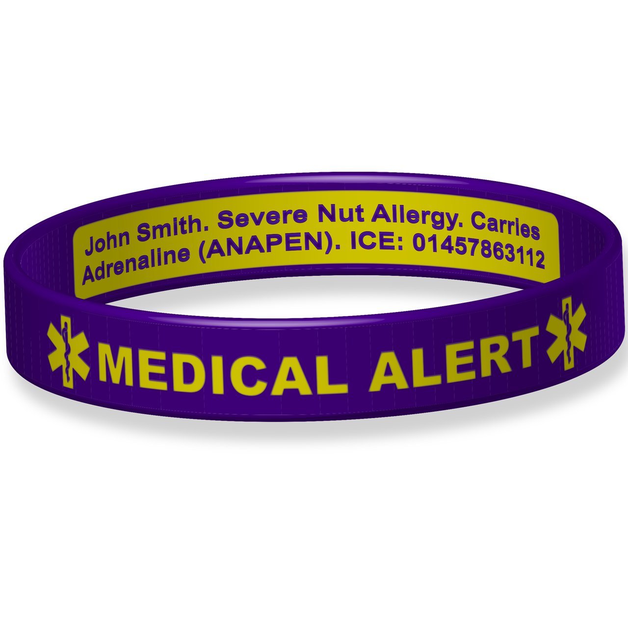 The ID Band Company Deluxe Engraveable Silicone Bracelet (Inside Engraving) Purple Toddler 14cm