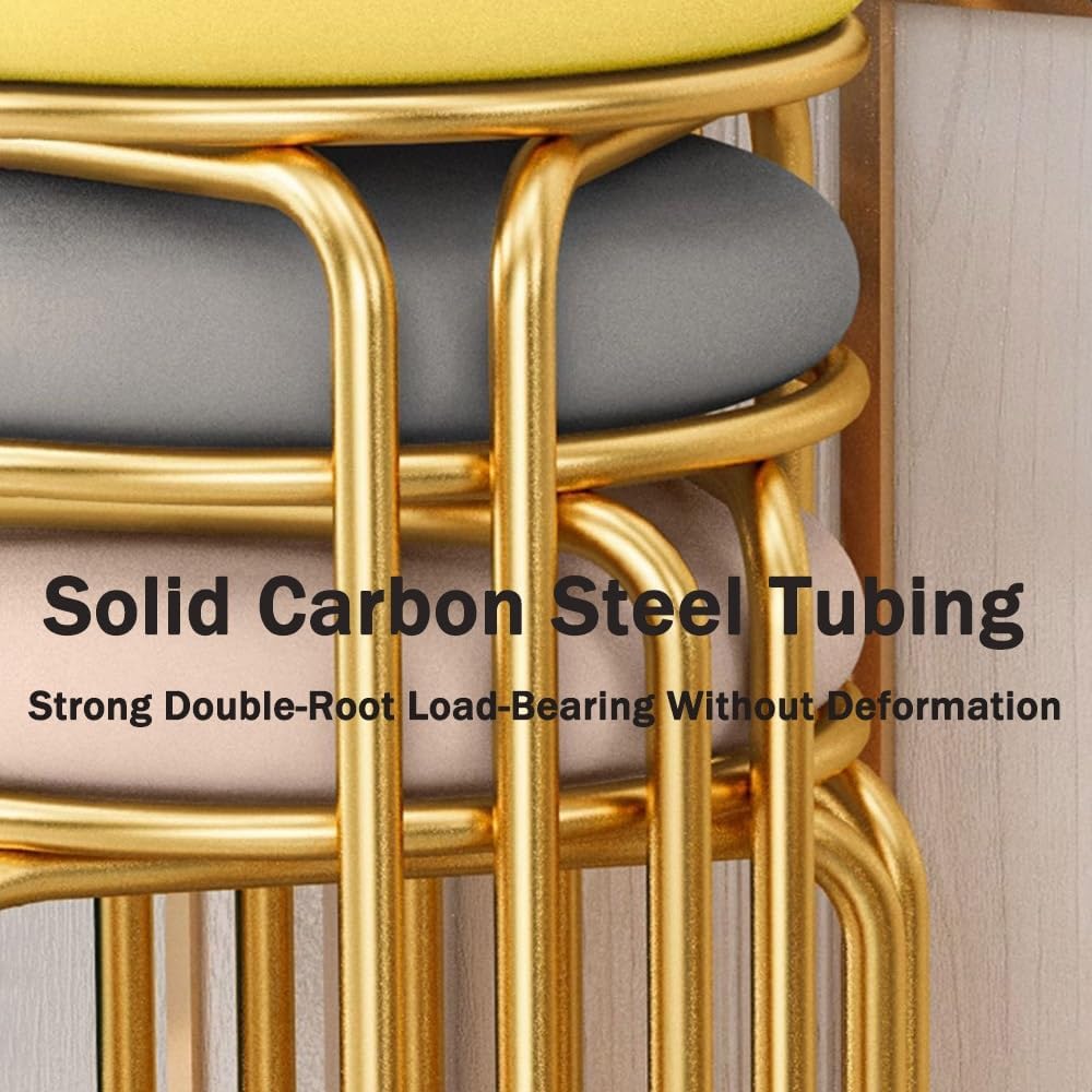 Padded Stack Stools - 18 Inch Portable Nesting Metal Stools with Padded Seat, 2 Pack - Flexible Seating for Home, Kitchen, Indoor, Outdoor - Ideal for Decor and Comfort