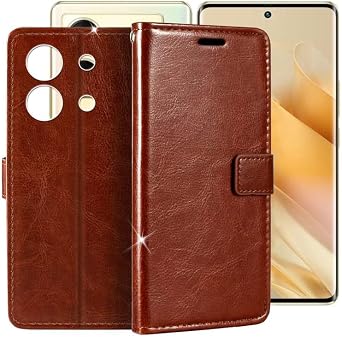 Cover for Infinix Zero 30 5G 6.78" Leather Wallet Phone Case with Cash & Card, Soft TPU Back Flip Cover Holder and Kickstand Function - Brown