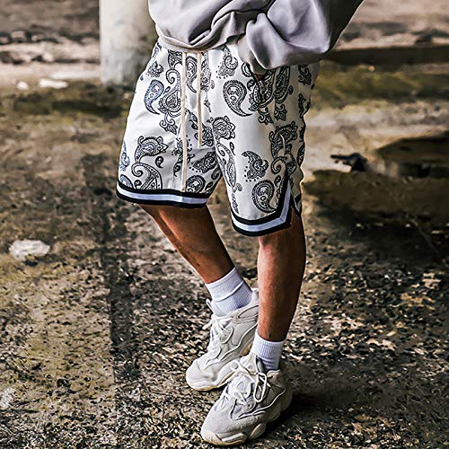 MECH-ENG Men's Paisley Shorts Athletic Casual Workout Gym Basketball Shorts Bandana Drawstring Shorts4