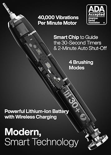 Miniatura 4 de Aquasonic Black Series Ultra Whitening Toothbrush – ADA Accepted Electric Toothbrush- 8 Brush Heads & Travel Case – 40,000 VPM Electric Motor &