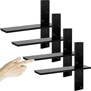 3/8" Thick Heavy-Duty Floating Shower Bench Brackets - 14 L x 2.5W Wall Mount Bracket, Free Hanging T Shelf Support Brackets for Vanity, Granite Countertops, Dishwashers,Bench Seats (4-Pack)