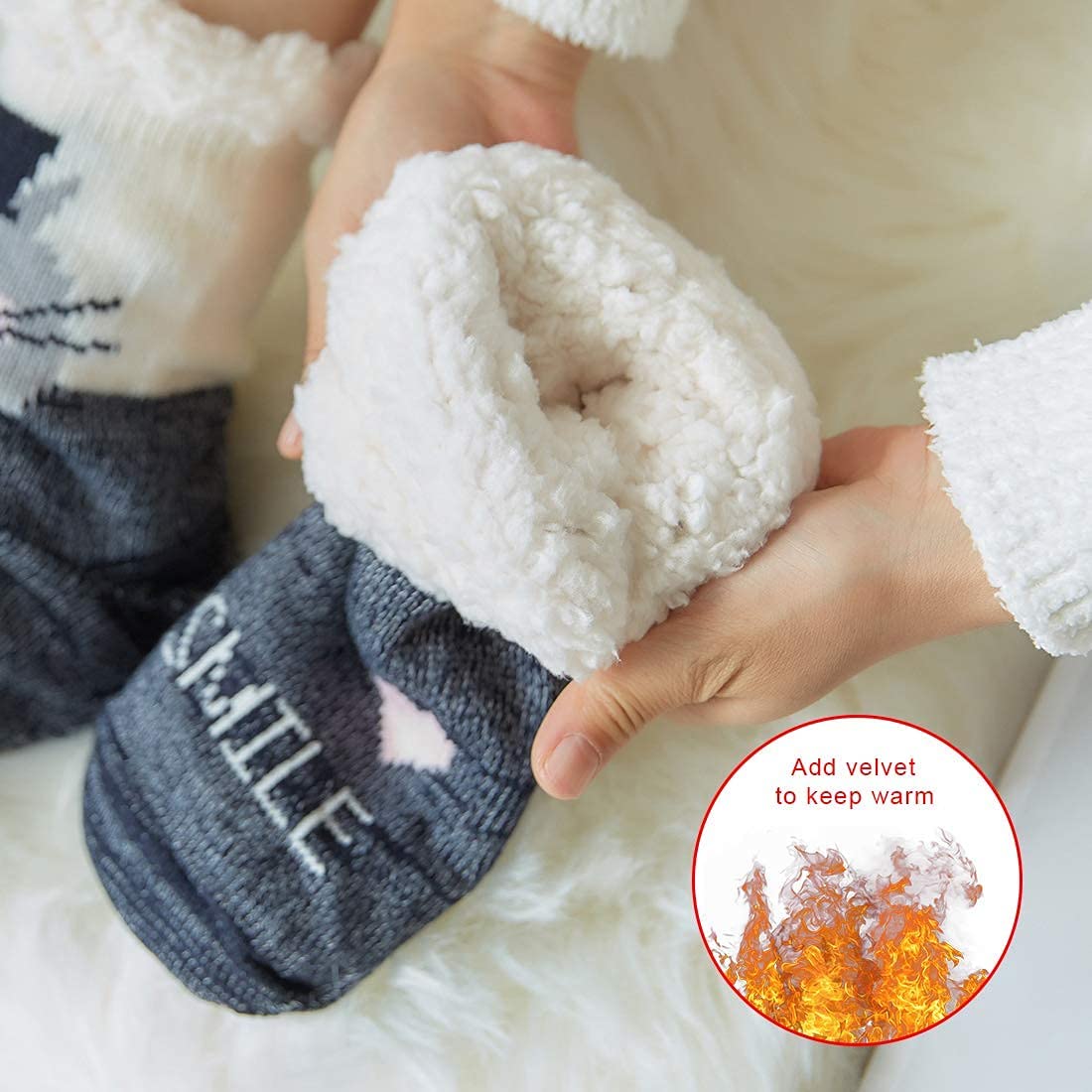 Dicke Wollsocken Frostfighter Damen Kuschelsocken Mit ABS Anti-Rutsch Sohle - Extra Warme Hüttensocken Wintersocken Mit Sohle - Foto 14