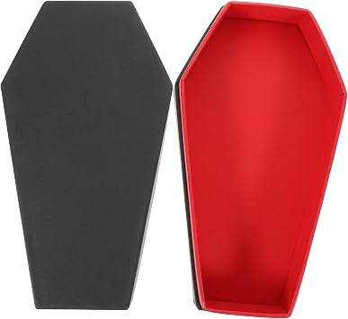 Halloween Themed Coffin Shape Box Portable Jewelry Holder Multi Purpose Storage Case for Snacks Treats and Decorations Fun Gothic Design for Halloween Parties