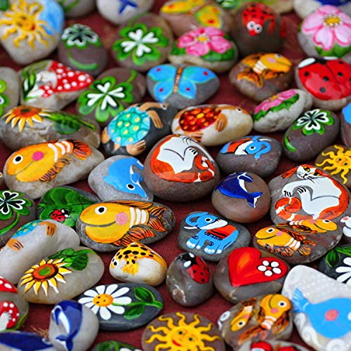 LANIAKEA 20 Pcs River Rocks for Painting, 3-5 Inch River Rocks Caft Rocks for Arts Multi-Color Painting Rocks for Kids Project, Crafts and Home Decoration - Thumbnail 2