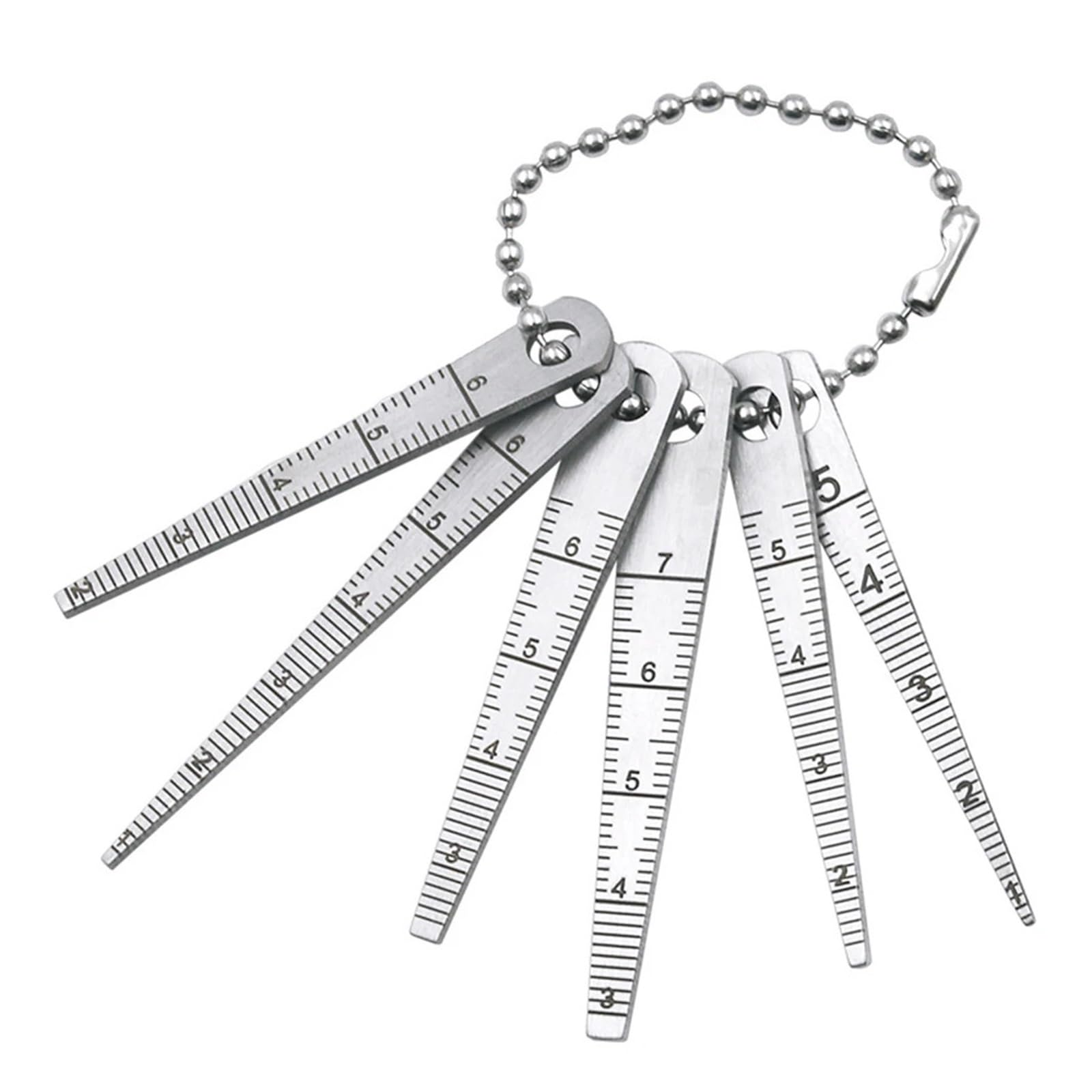 Feeler Gauges, 6pcs/Set Stainless Steel Taper Gauge 0mm-7mm Aperture Scale Wedge Feeler Hole Inspection Measuring Ruler(Model 8)