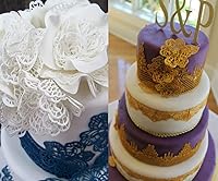 Vista 2 de Cestony Tapete de estampado de encaje con textura de fondant, moldes de silicona para decoración de pasteles de galletas, galletas, pudín de azúcar