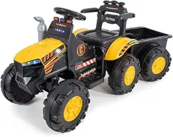 Trator Elétrico Infantil Com Caçamba Escavadeira Brinquedo Conect Brinq Luzes, Som Recarregável Para Crianças Diversão Ao Ar Livre