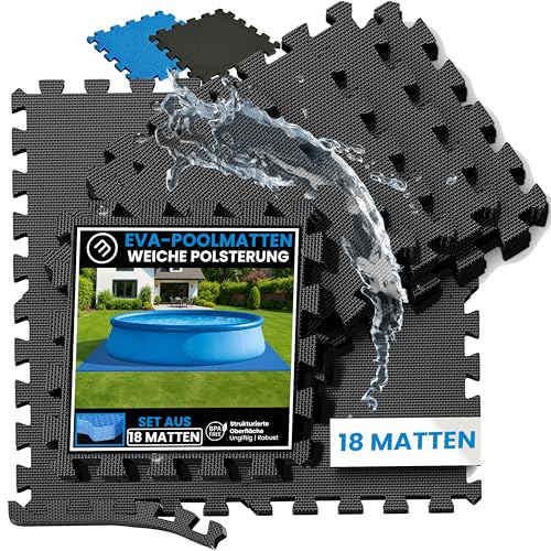 bemaxx Poolunterlage Poolmatte Unterlegmatte - 18 EVA Matten pro Set: Bodenschutzmatte Puzzlematte Poolfliesen Poolplatten Bodenmatte Bodenfolie Schutzboden Outdoor Poolteppich Whirlpool Planschbecken