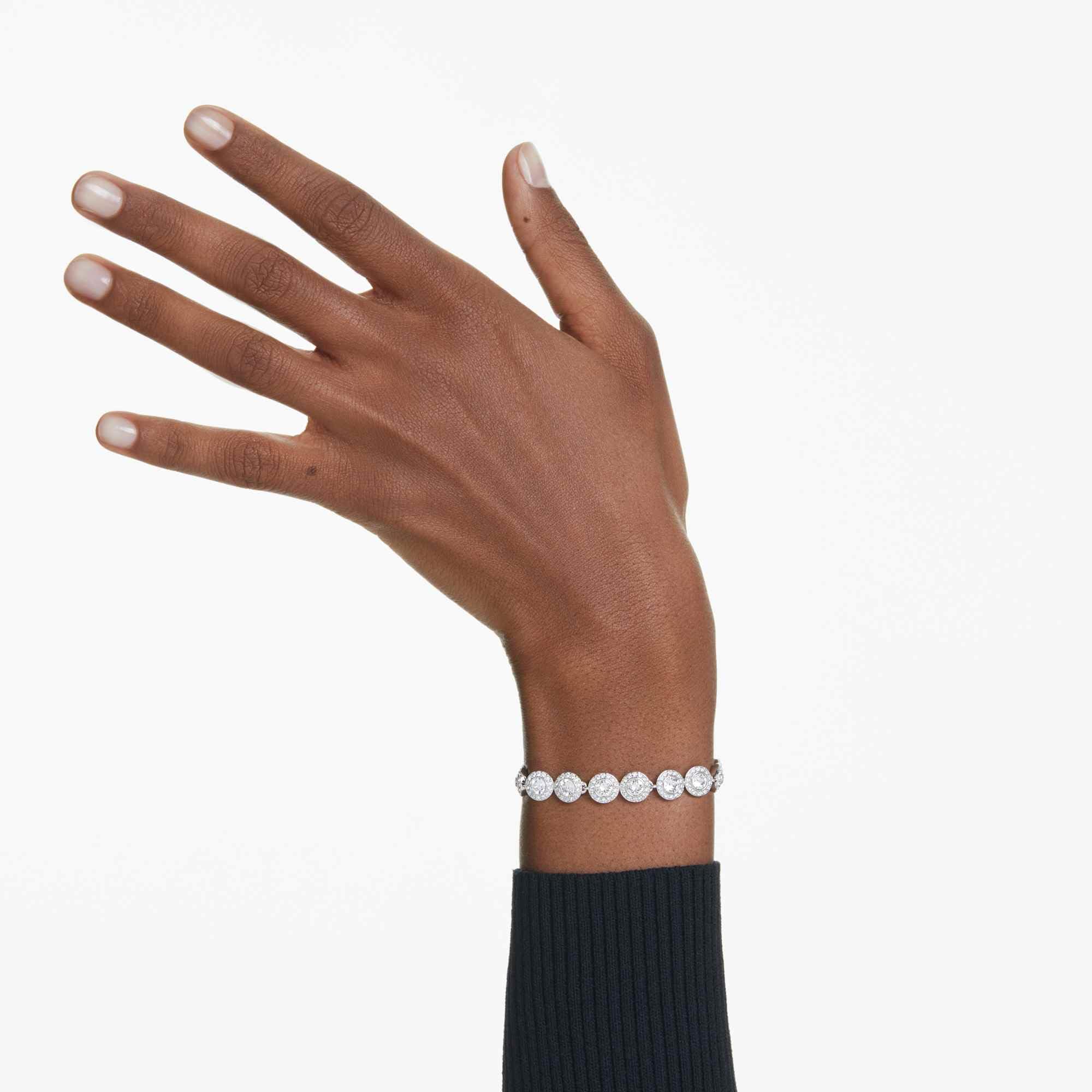 Swarovski Una Angelic Armreif, Weißes, Rhodiniertes Tennis-Armband mit Strahlenden Kristallen im Rundschliff