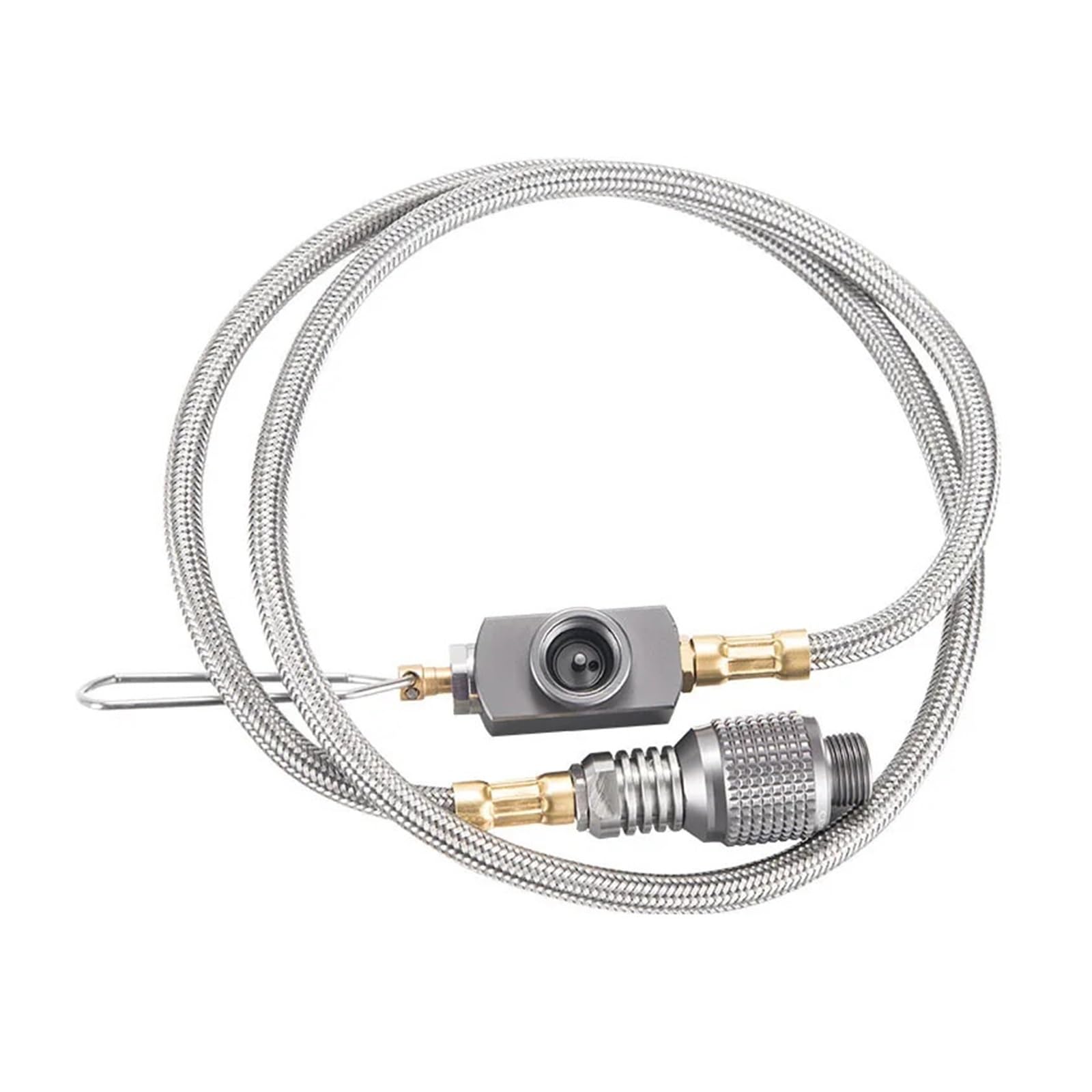 Gasanschlussleitung Edelstahl-Gewebeschlauchpaket 0,5/1 m Outdoor-Camping-Gaskartuschen-Wanderkocher und Zubehör-Adapter-Verlängerungsschlauch(0.7m hose with valve)