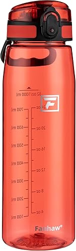 Fanhaw Botella de agua Tritan de 32 onzas con tapa para beber, transparente, sin BPA, ligera, boca ancha, a prueba de fugas, perfecta para gimnasio,