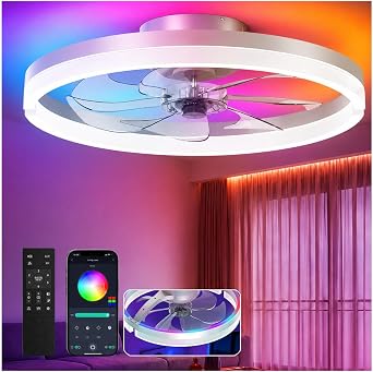 20 Inch RGB Ceiling Fans with Lights and Remote