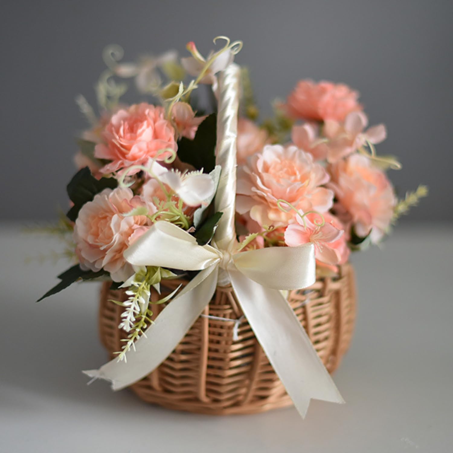 2 Pièces Corbeilles En Osier Avec Anse, Panier Mariage, Panier Avec Anse, Panier Osier, Petit Panier Osier Mariage, Panier En Osier Avec Anse, Pour Mariage, Décoration, Fruits (D, Petit)