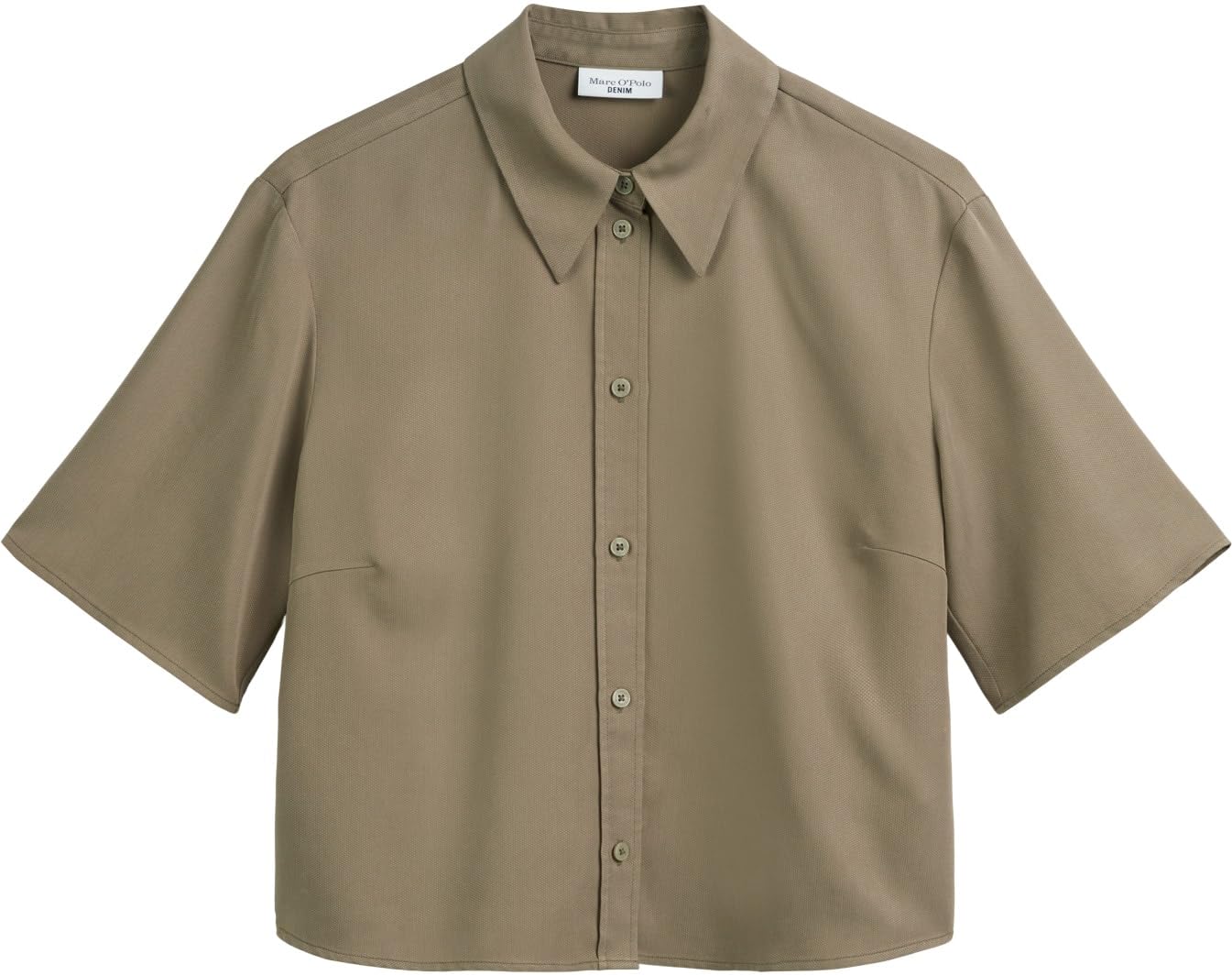 Marc OߴPolo Denim Donna Camicia a maniche corte con colletto Kent cropped, Verde (Dusky Green), XL