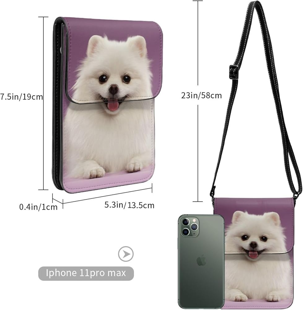 Amazon | [COOLEAD] ポメラニアン 犬柄 スマホポーチ ショルダー