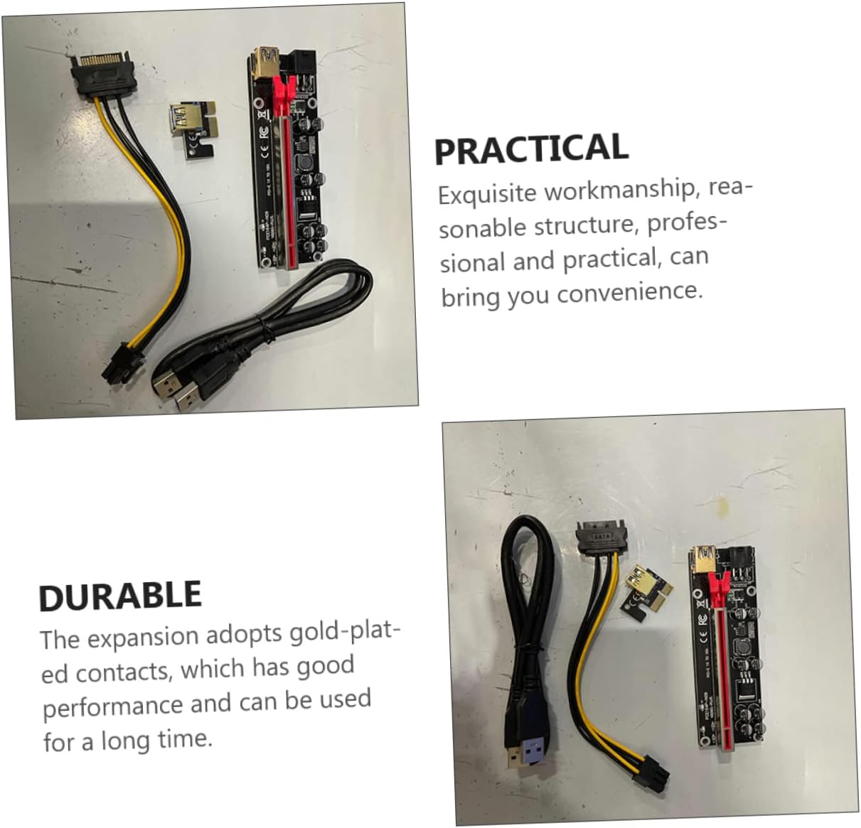 6sets Pci-e to Extender Cable Egpu Adapter for Mining Frame Riser Adapter Led Indicator Card Slot Shielding Computer Accessories