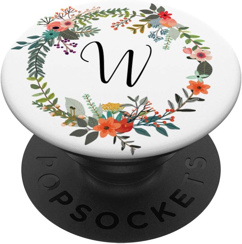 Letter W Floral Wreath Monogram Favor Gift Stocking Stuffer