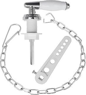 YOYIAG Toilet Handle Replacement Flush Lever Chromed Metal Toilet Flush Handle, Modern Minimalist Toilet Handle Replacement Flush Lever Kit for Toilet, with Stainless Steel Chain