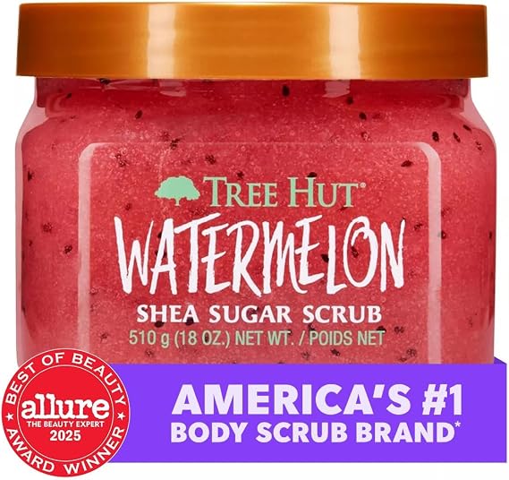 Tree Hut Karpuz Shea Şeker Fırçası, 510,3 g, Ultra Nemlendirici ve Peeling Fırçası, Temel Vücut Bakımı Beslemek için