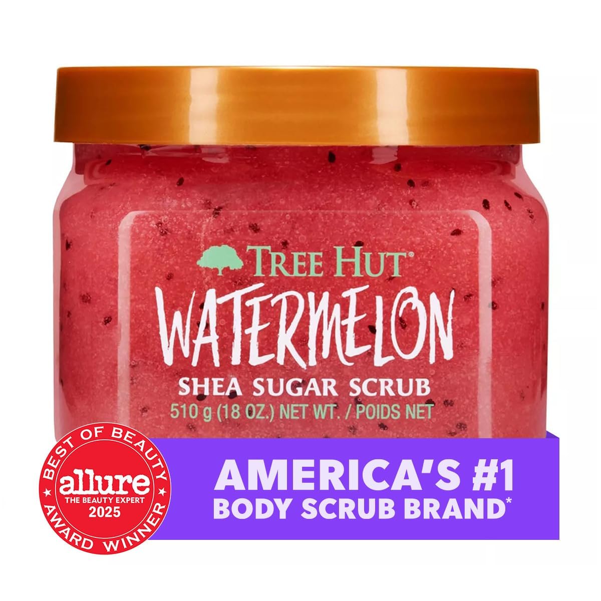 TREE HUT, Watermelon Shea Sugar Scrub, Exfoliante Corporal de Azúcar Natural con Manteca de Karité y Esencia de Sandía, Exfolia e Hidrata la Piel, 510 gramos