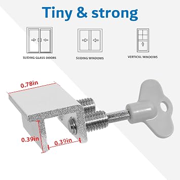 Sliding Window Locks,Window Locks for Horizontal Sliding Windows,Window Security Lock with Key,Adjustable Aluminum Easv to Install Window Stopper,Window Locks for Up and Down Windows (10 Sets Silver)