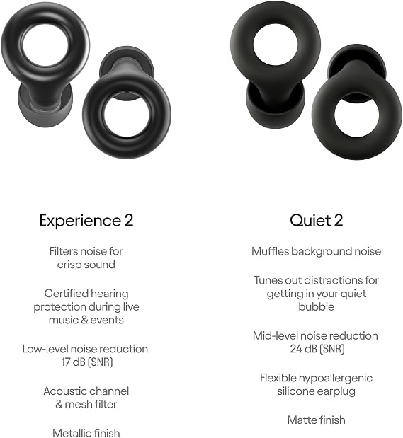Loop Earplugs Day & Night Link Bundle (2-Pack) Loop Experience 2 + Loop Quiet 2 + Loop Link | Reusable Ear Plugs for Sleep, Focus, Noise Sensitivity, Music, Events & More | 18 dB/24 dB Noise Reducti