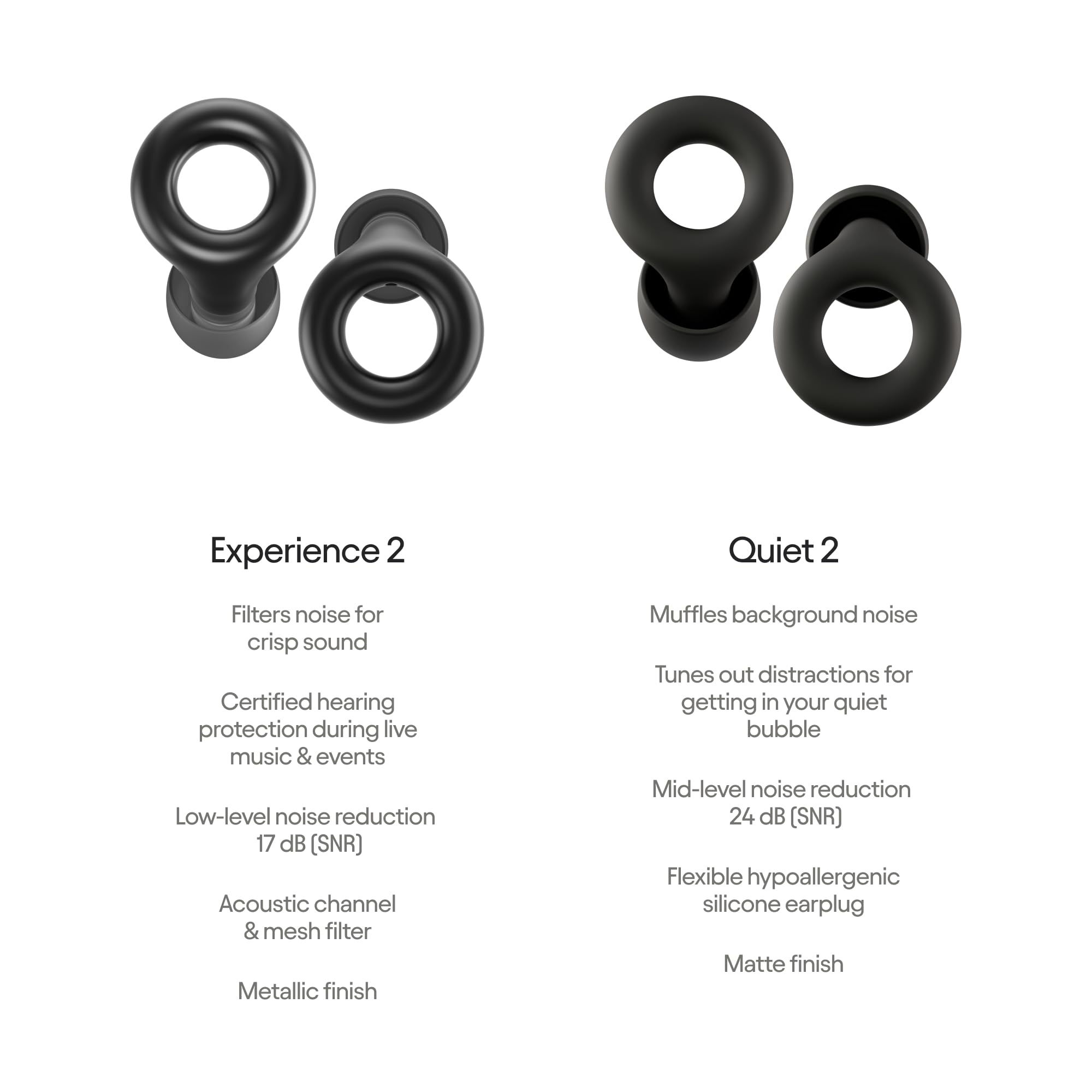 Loop Earplugs Day & Night Link Set (Zweierpack) – Quiet 2 + Experience 2 + Loop Link | Wiederverwendbare Ohrstöpsel für Schlaf, Fokus, Geräuschempfindlichkeit, Musik, Veranstaltungen und meh