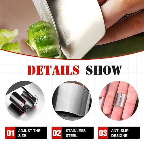 Miniatura 2 de Protector de dedos de acero inoxidable, protector de dedos mejorado 2025 para cortar alimentos, herramienta segura para cortar, cortar en cubitos y