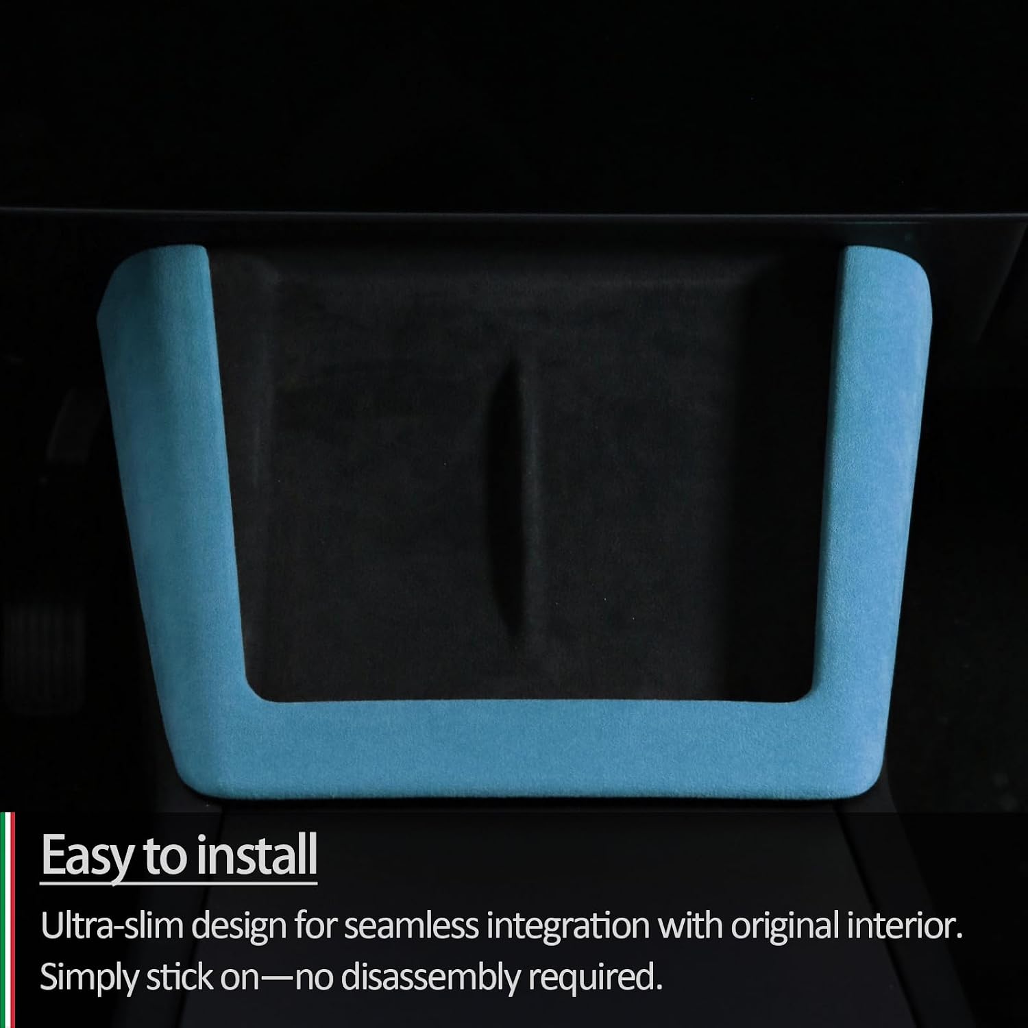Upgrade Trim Cover for Alcantara Tesla New Model 3 2024-2026 New Model Y 2025-2026 Interior Italian Suede Blue Wireless Phone Charger Frame Sticker