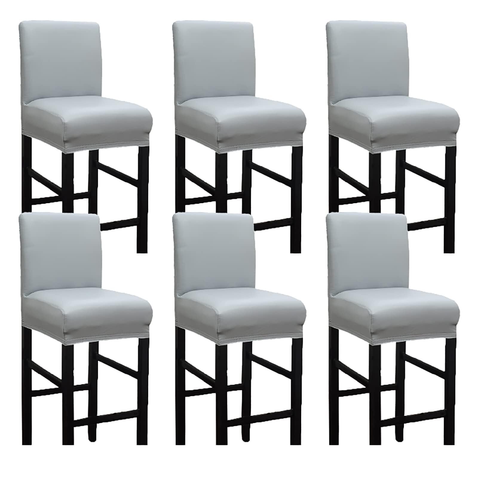 NMVAWIPT Waterproof Fabric Bar Stool Covers, Stretchy Slipcovers For Short Back Stools, For Kitchen, Cafe, Dining Room Decor(Grey,6 pieces)
