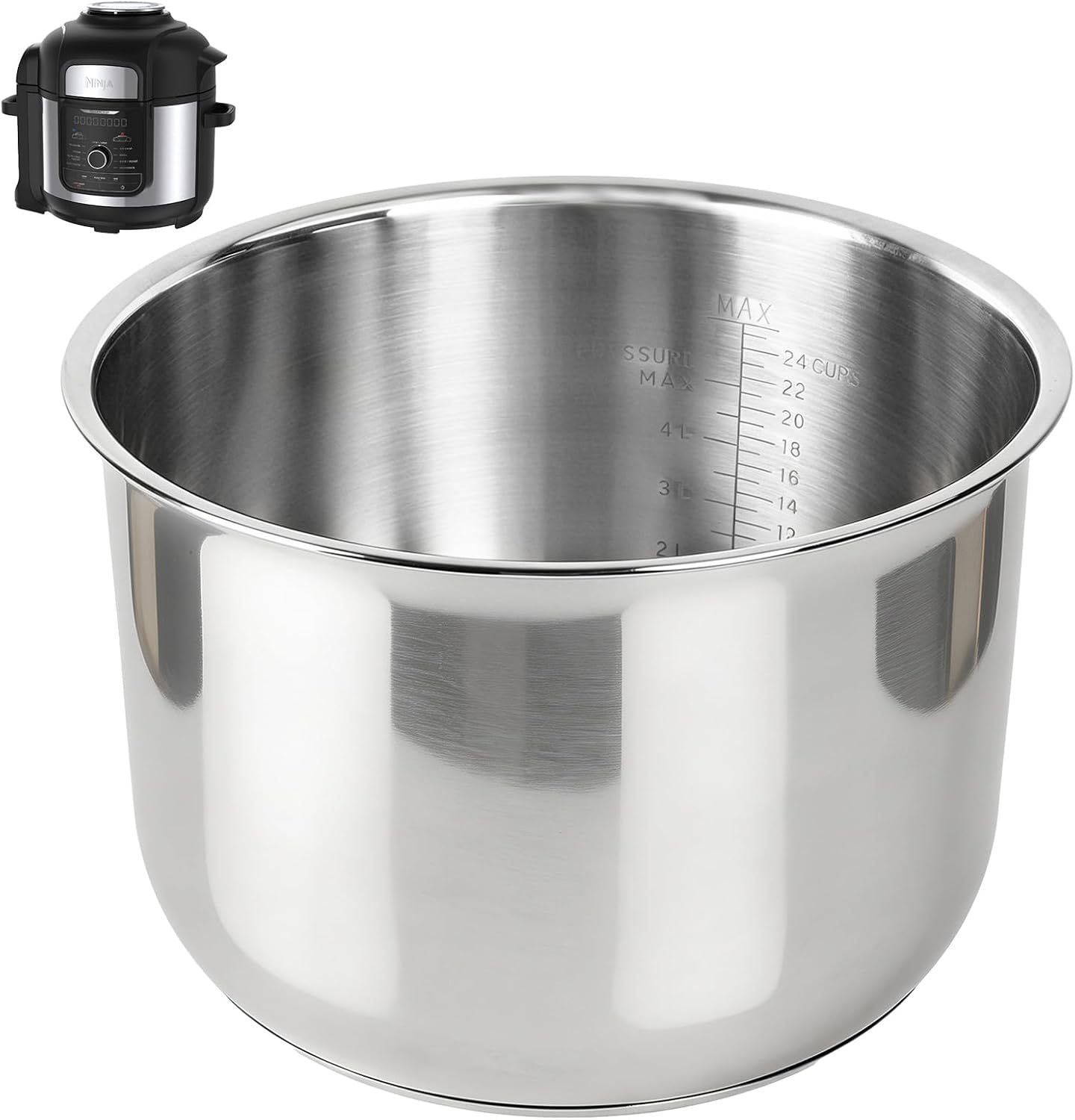 304 Steel Inner Pot for Ninja Foodi 8 Quart Accessories, Dishwasher Safe