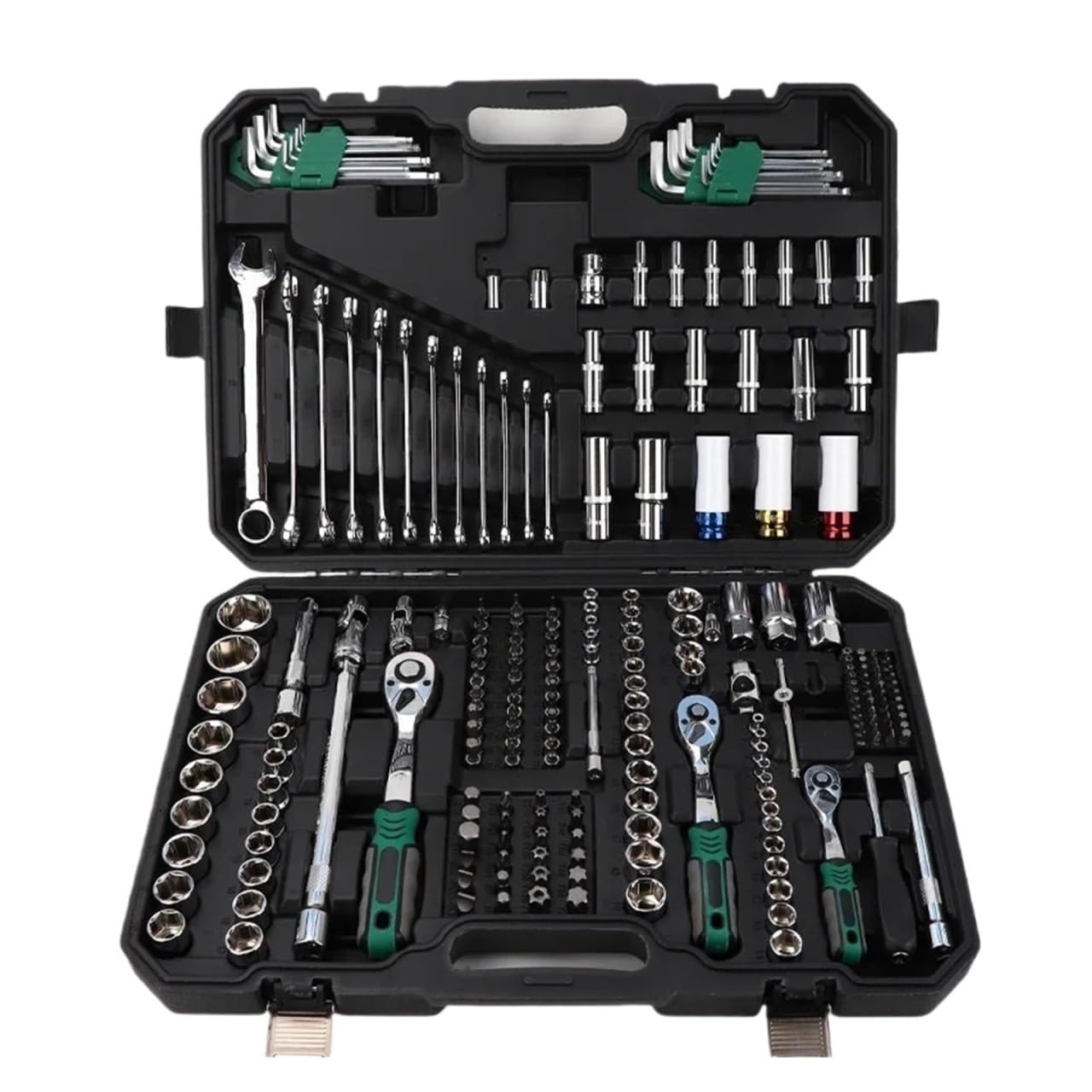 EMHSJSYVB 222pcs Household & Car Repair Hardware Full Toolbox 72 Teeth Multifunctional Socket Ratchet Wrench Set(A)