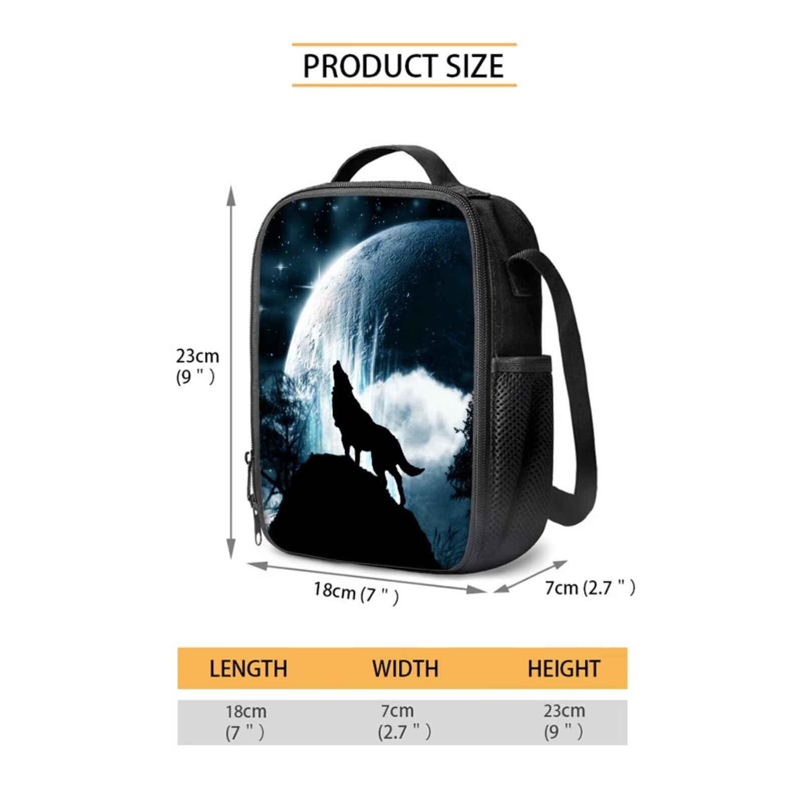 SEANATIVE Kids Lunch Box for Boys Wolf Moon Insulated Lunch Bag with Water Bottle Carrier Portable Back to School Portable Travel Work Accessories - Image 4