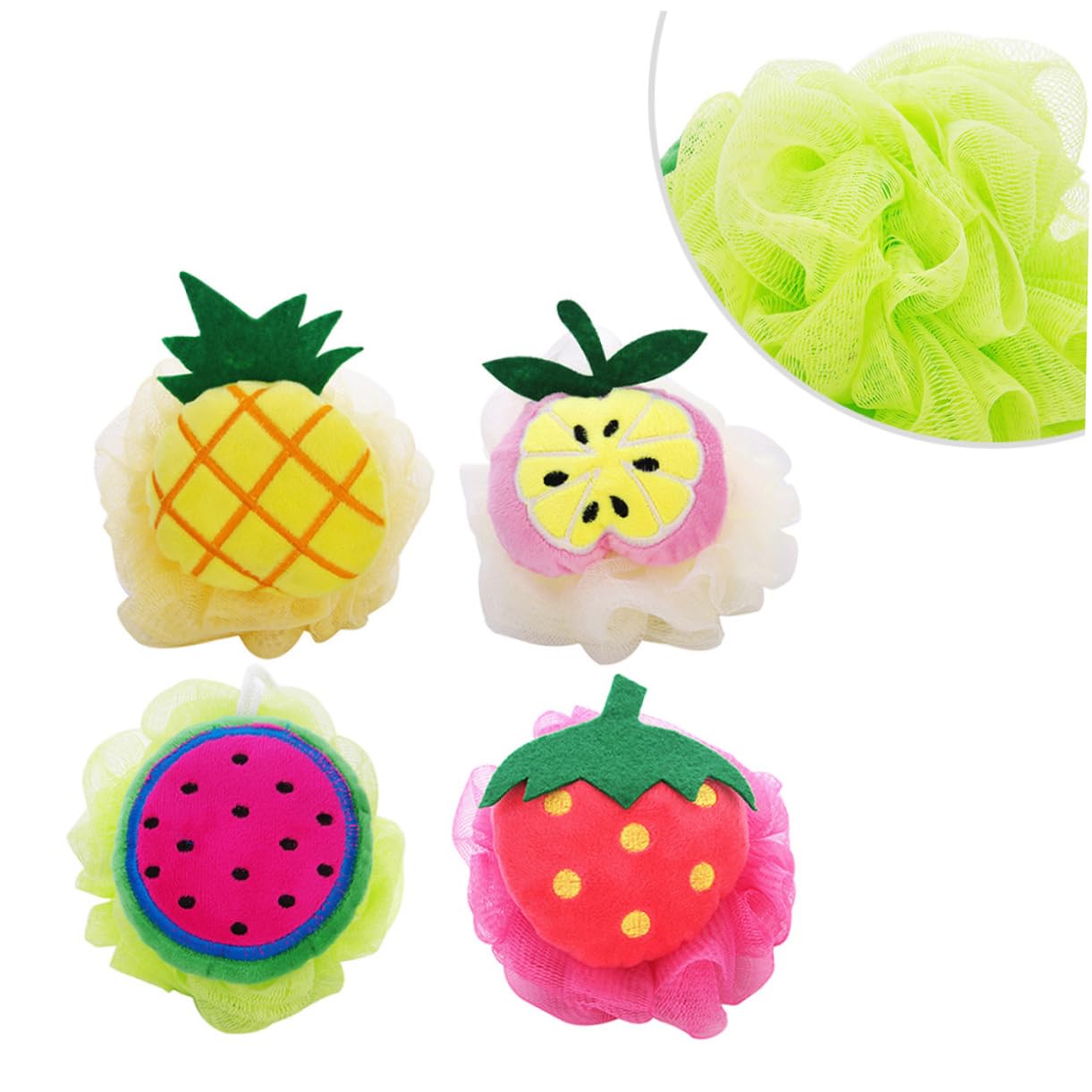 minkissy 4pcs Bath Scrubber for Body Bath Sponge Body Scruber Body Sponge Mesh Bath Exfoliating Bath Mesh Sponge Bath Ball Double Color Bath Ball Body Wash Bath Flower Net Body Shower Ball
