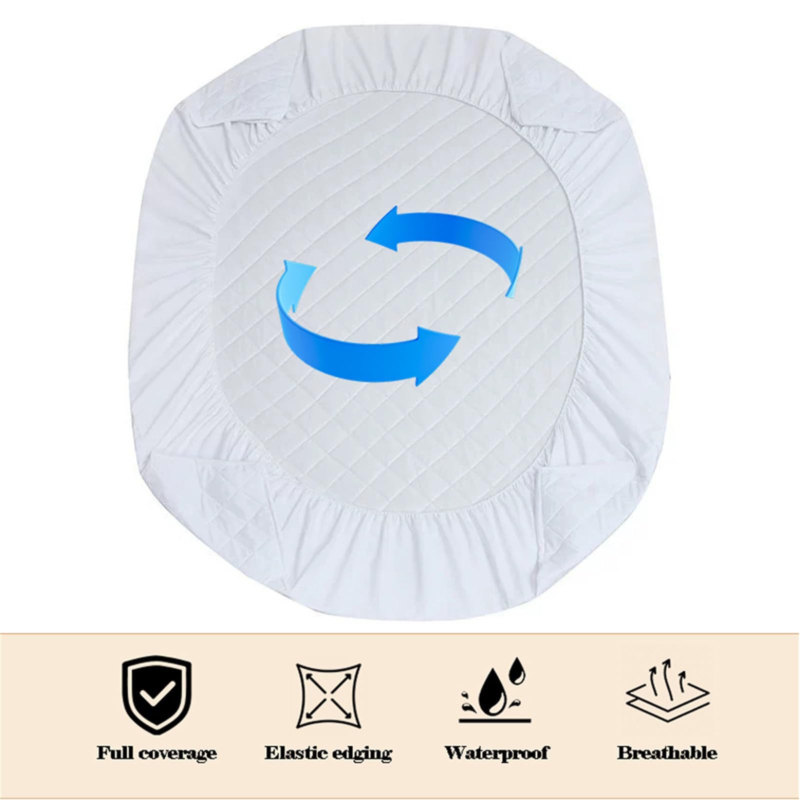Coprimaterasso Impermeabile di Alta qualità, Singolo, Matrimoniale, Queen Size, King Size, Traspirante, con Angoli Elasticizzati, con Tasche Profonde, Lavabile in Lavatrice (Blu Royal, 200x2