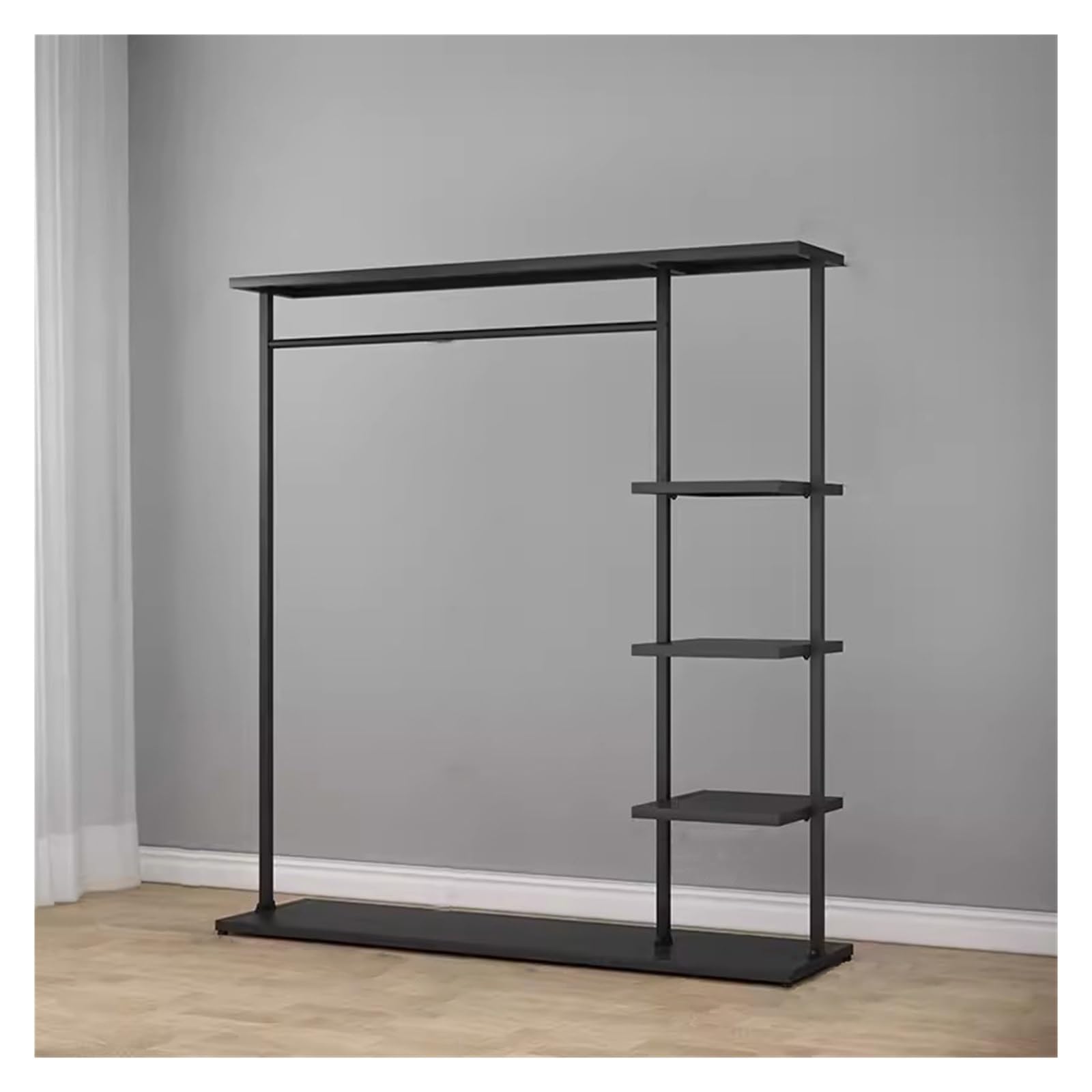 YNBSHGAA Clothes Rail Garment Rack Metal Clothes Rack With 5-Tier Shelves, Heavy Duty Free-Standing Garment Racks Clothing Rack With Shelves Clothes Organizer For Boutique Store,Black-150x35x155cm