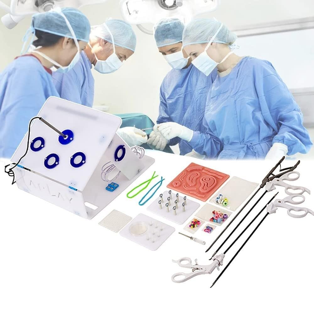 Laparoscopic Trainer Simulator Training Box, Simulator Box + 5 Moduli di Formazione + 4 Strumenti Chirurgici + Telecamera HD, Kit Simulatore di Chirurgia Laparoscopica, P