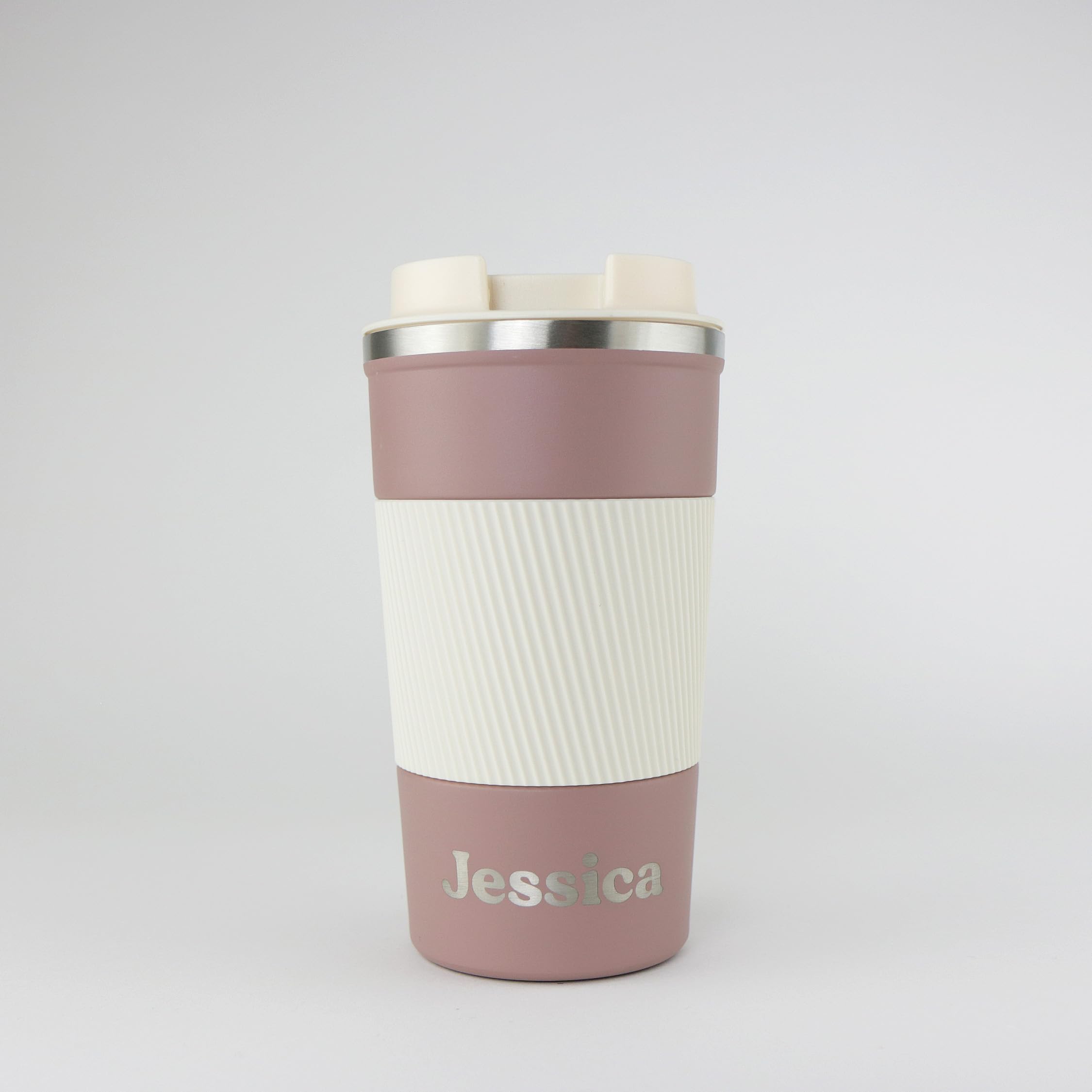 cribstar Personalised Engraved Insulated Travel Mug | Stainless Steel Tumbler | Double-Walled Tea/Coffee Cup | Leak-Proof & Reusable | Keeps Drinks Hot 12h / Cold 24h | Thermal Mug (Mocha, 510ml)