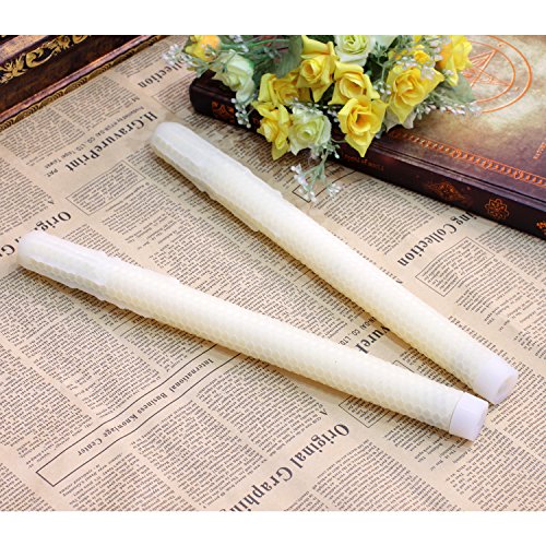 Image of simpdecor GiveU Taper Candles-Led Melted Dripping Honeycomb Flickering Flameless Candles with Timer,12 inch Tall,Ivory,Pack of 2