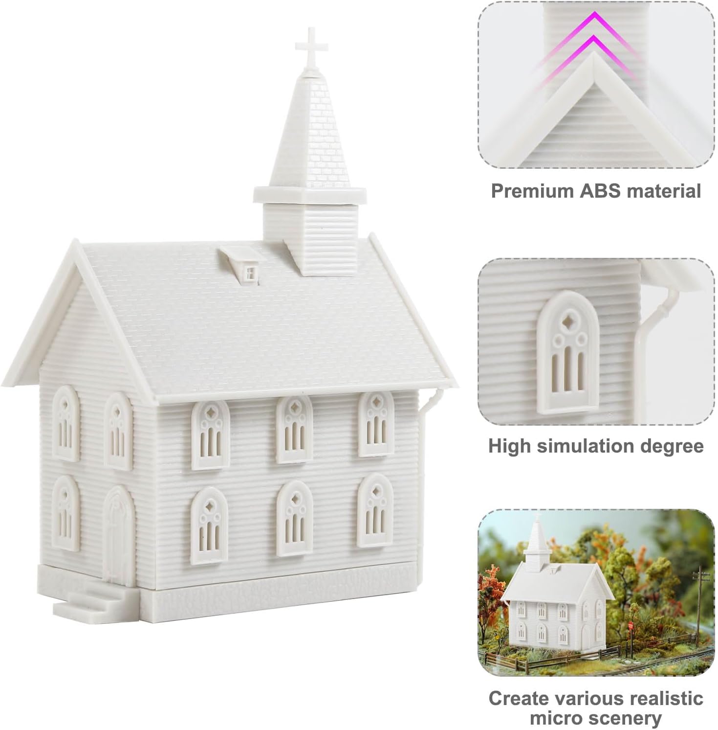 N Scale Model Blank Church Kit Unassembled House for Model Train Layout Diorama JZN5875JJ (Church-1PC)