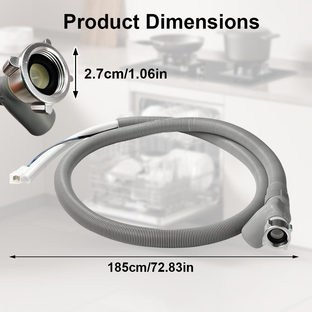 Aquastop Manguera de entrada, 1,85 m, universal, para lavadora, lavavajillas, lavavajillas, manguera de extensión multiusos para tubos de desagüe - 4