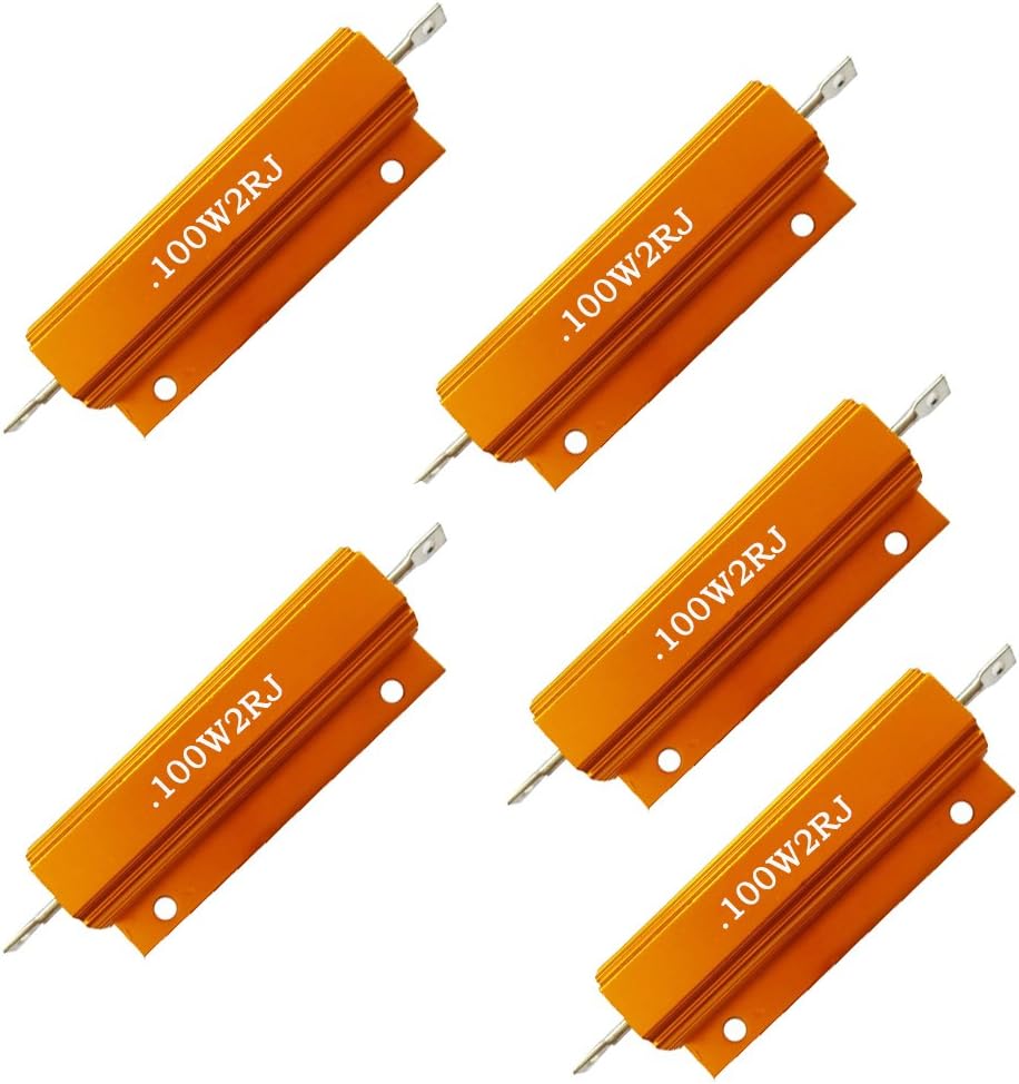 Set of 5 100W Watt Shell Power Aluminum Housed Case Wirewound Resistor 2R Ohm