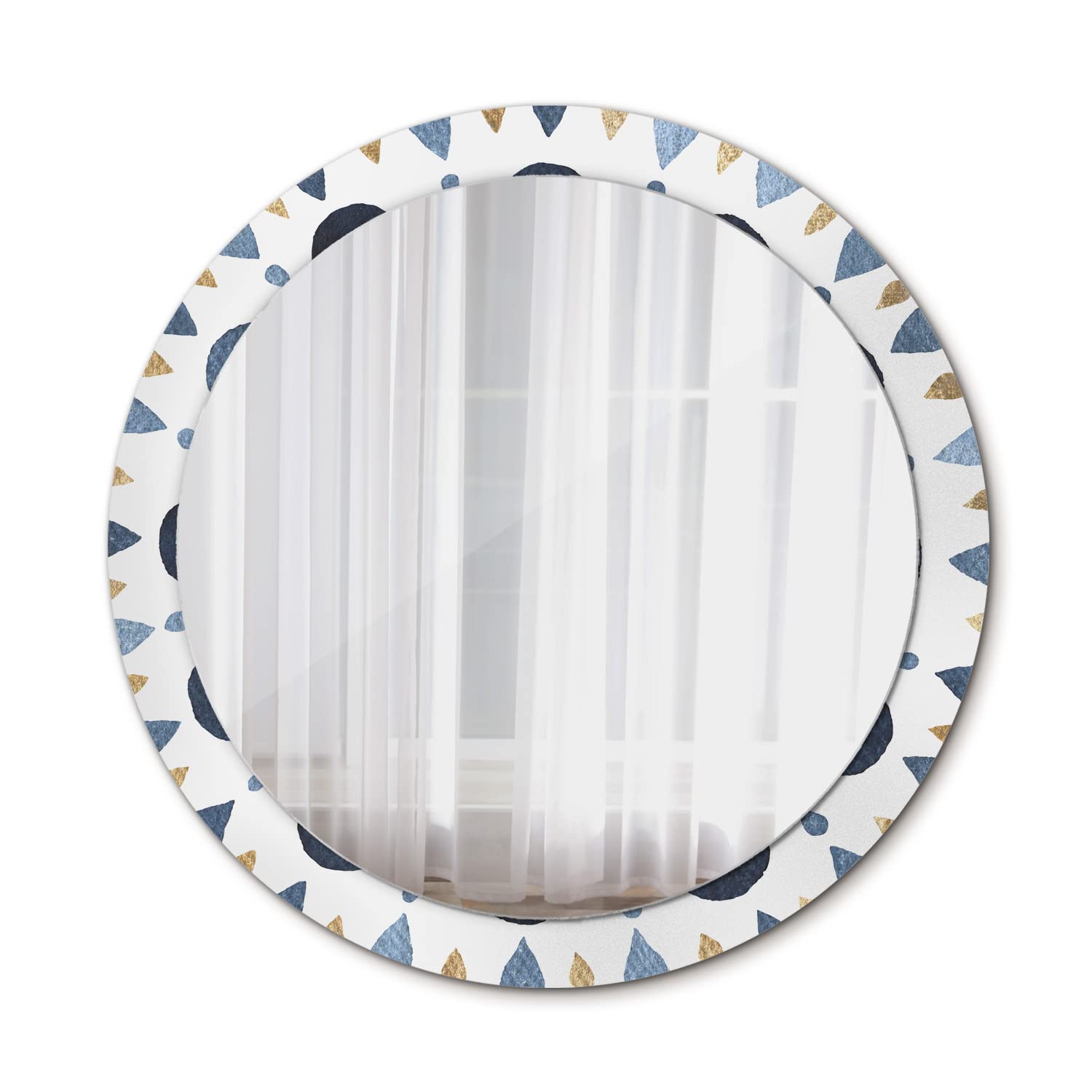 Miroir mural rond Ø90 cm en verre pour agrandir une pièce sombre avec un mandala